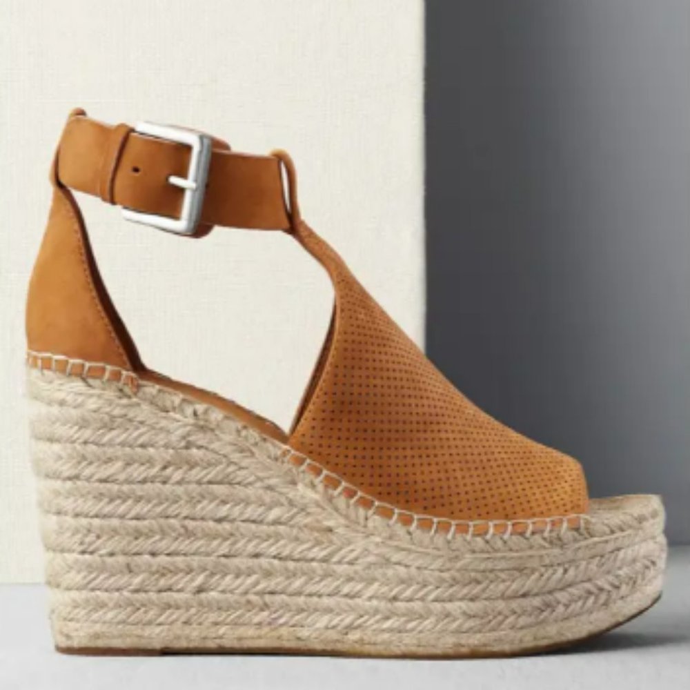 Marc Fisher Tan  Perforated Wedge